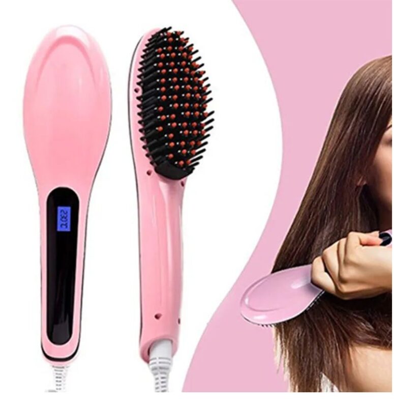 Digital Hair Straightening Brush Fast Electric Comb