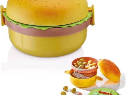 Kids Burger Shape Lunch Box with Spoon & Fork