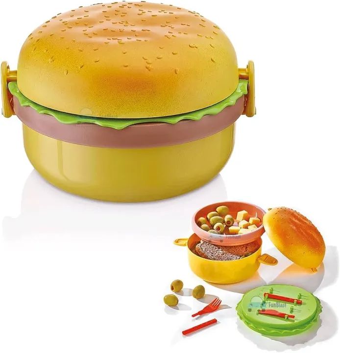 Kids Burger Shape Lunch Box with Spoon & Fork