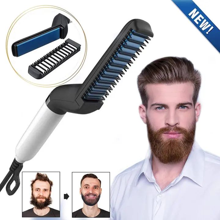 Men's Hair Straightener Comb 2-in-1 Electric Brush